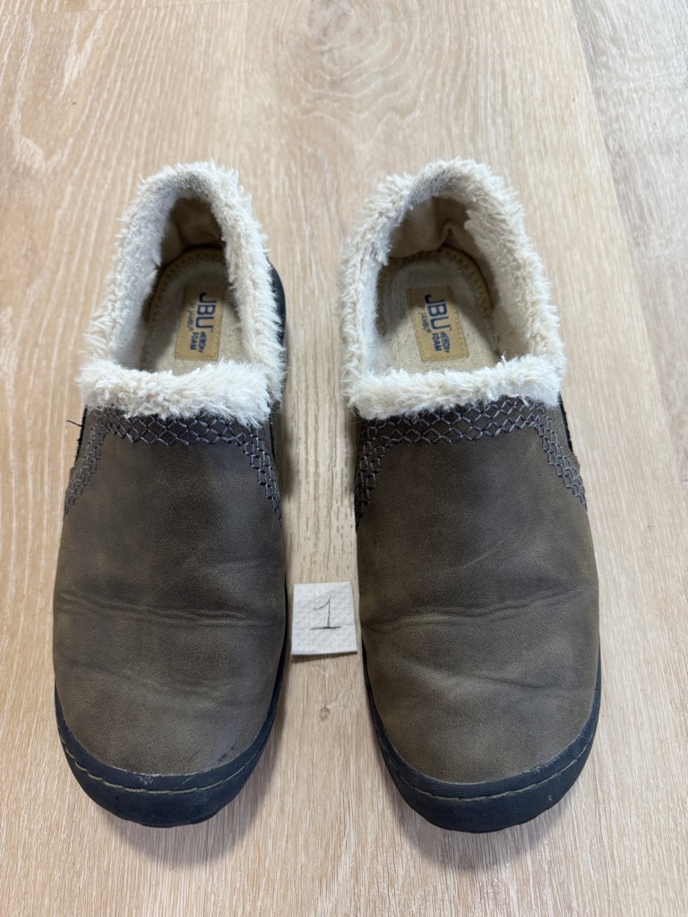 JBU Olive Slip-On Shearling-Trim Casual Clog